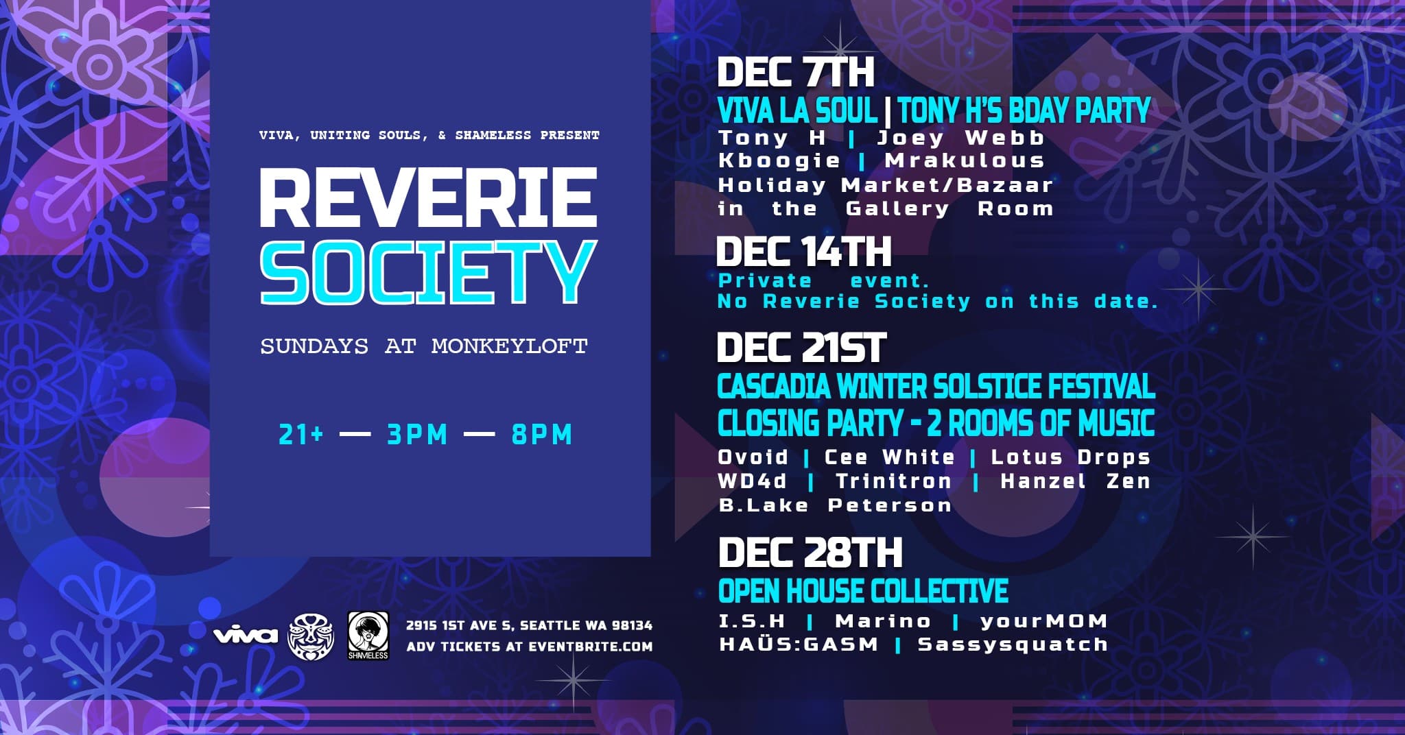 Reverie Society: Holiday Market at Monkey Loft, Seattle WA
