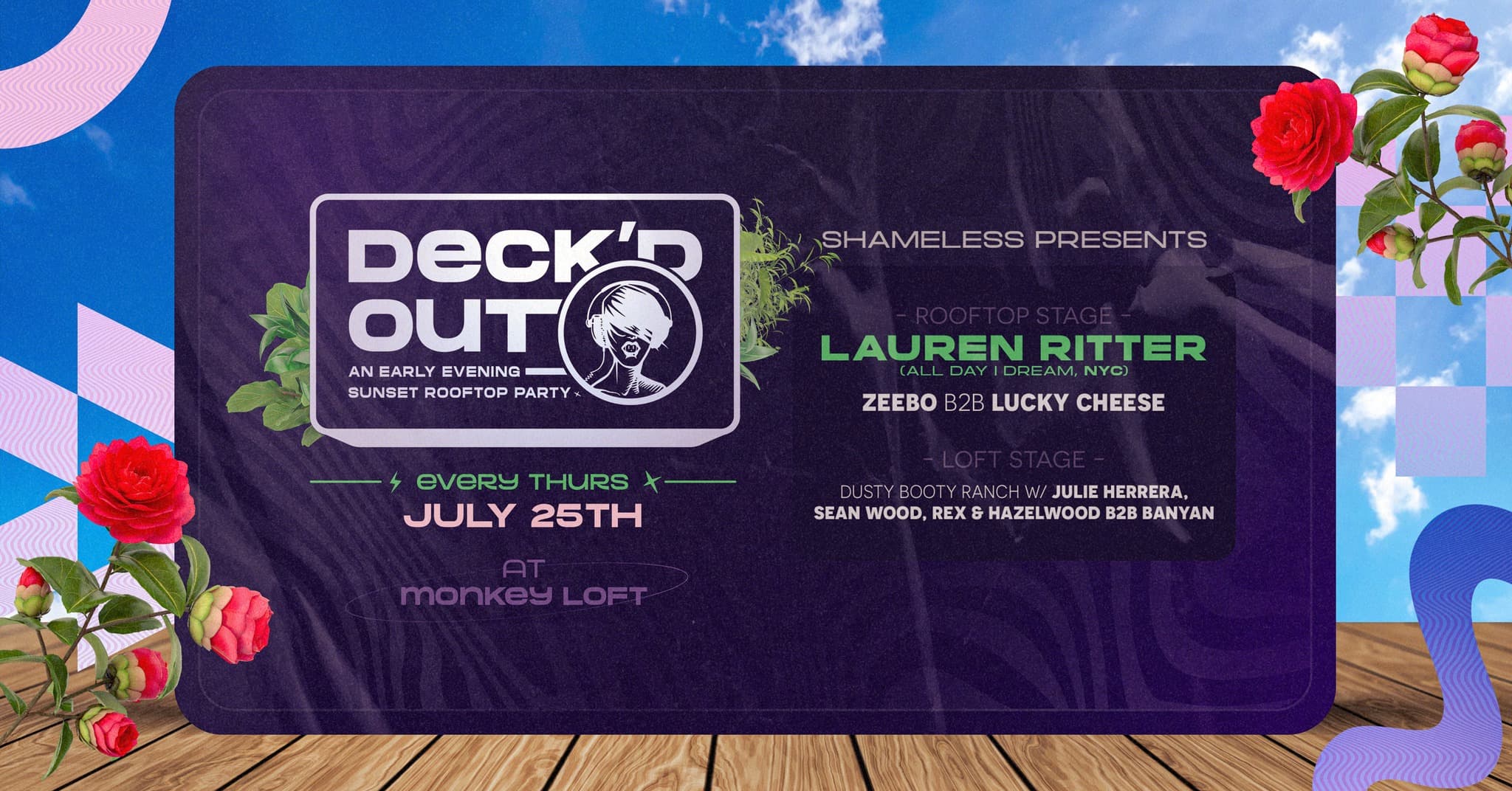 Deck'd Out #6 w/ Lauren Ritter (NYC), Zeebo b2b Lucky Cheese at Monkey Loft, Seattle WA
