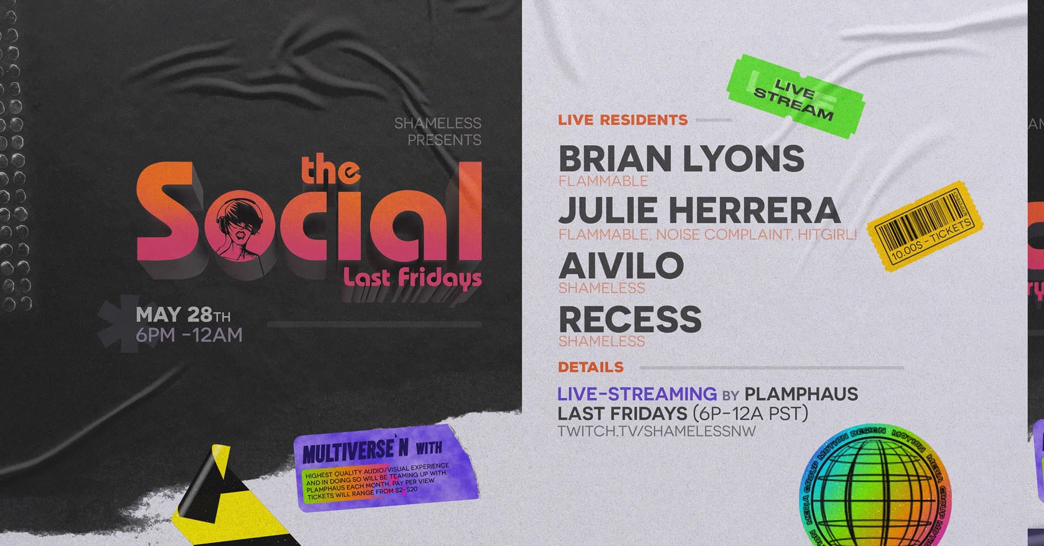 The Social Live & direct from PlampHaus w/ Brian Lyons Julie Herrera Aivilo & Recess at Seattle, Seattle WA