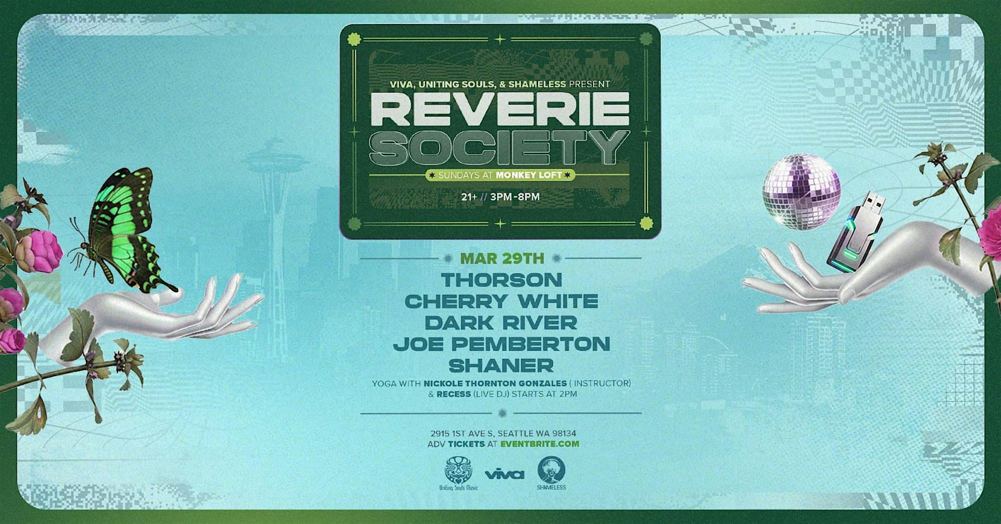 Reverie Society: DJs + 2pm Yoga at Monkey Loft, Seattle WA