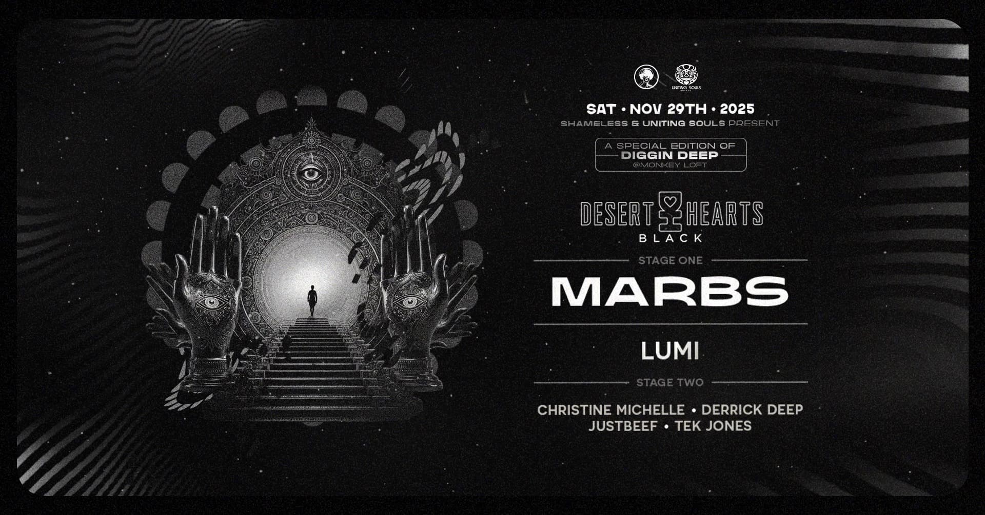 Desert Hearts Black w/ Marbs LUMI & more! 2 stages of music at Monkey Loft, Seattle WA