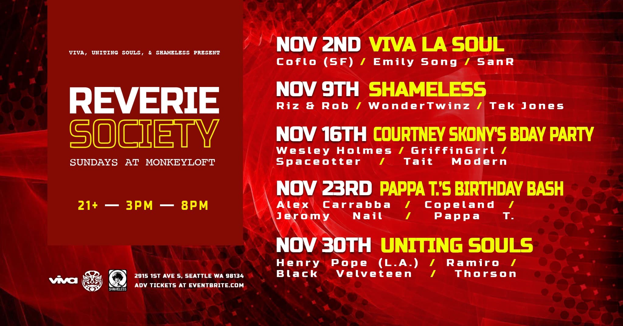 Reverie Society: Viva La Soul at Monkey Loft, Seattle WA