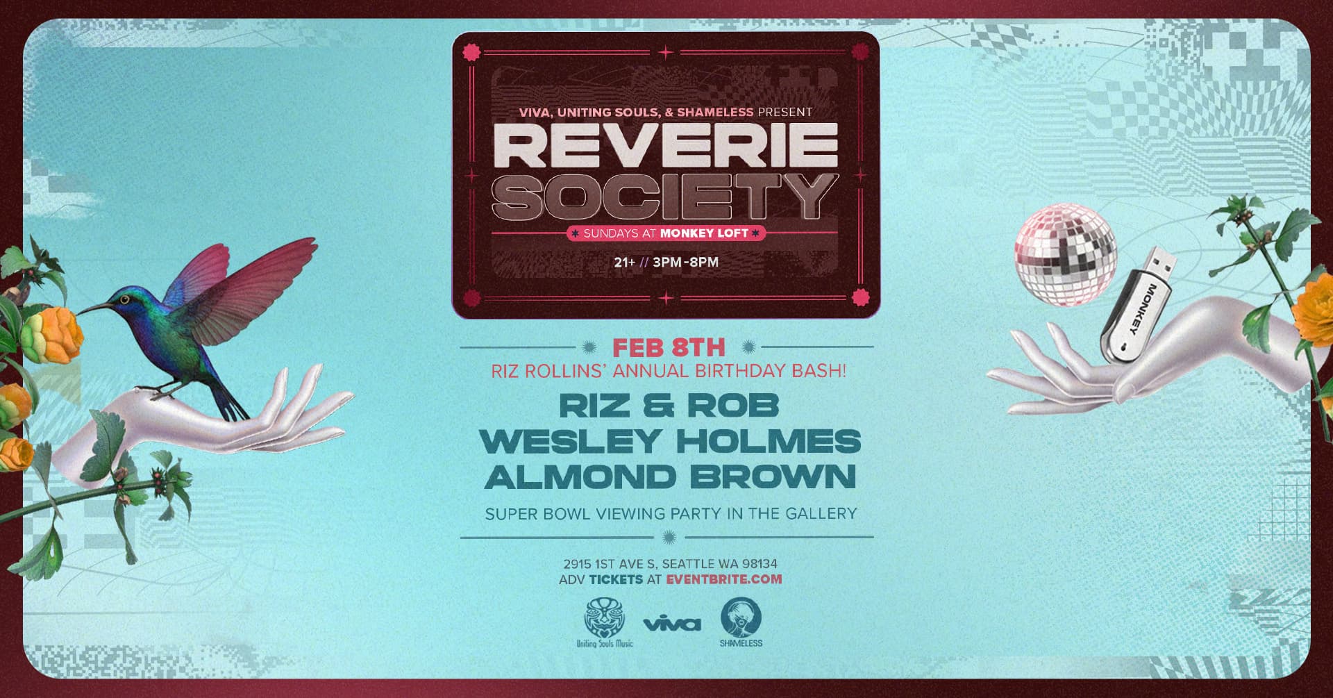 Reverie Society: Riz Rollins' Annual Bday Bash at Monkey Loft, Seattle WA