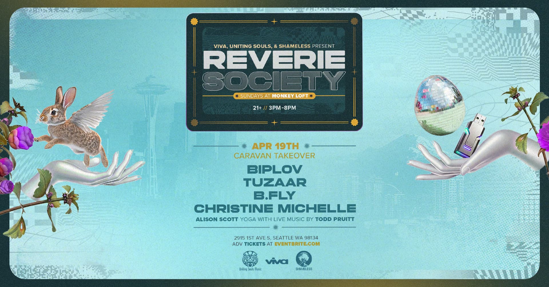 Reverie Society: Caravan Takeover + Yoga at Monkey Loft, Seattle WA