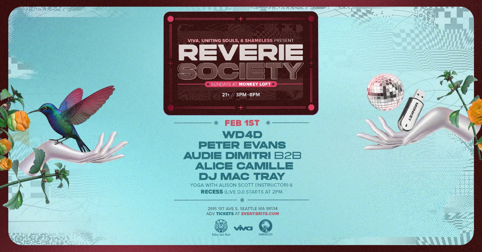 Reverie Society: DJs + Yoga at Monkey Loft, Seattle WA